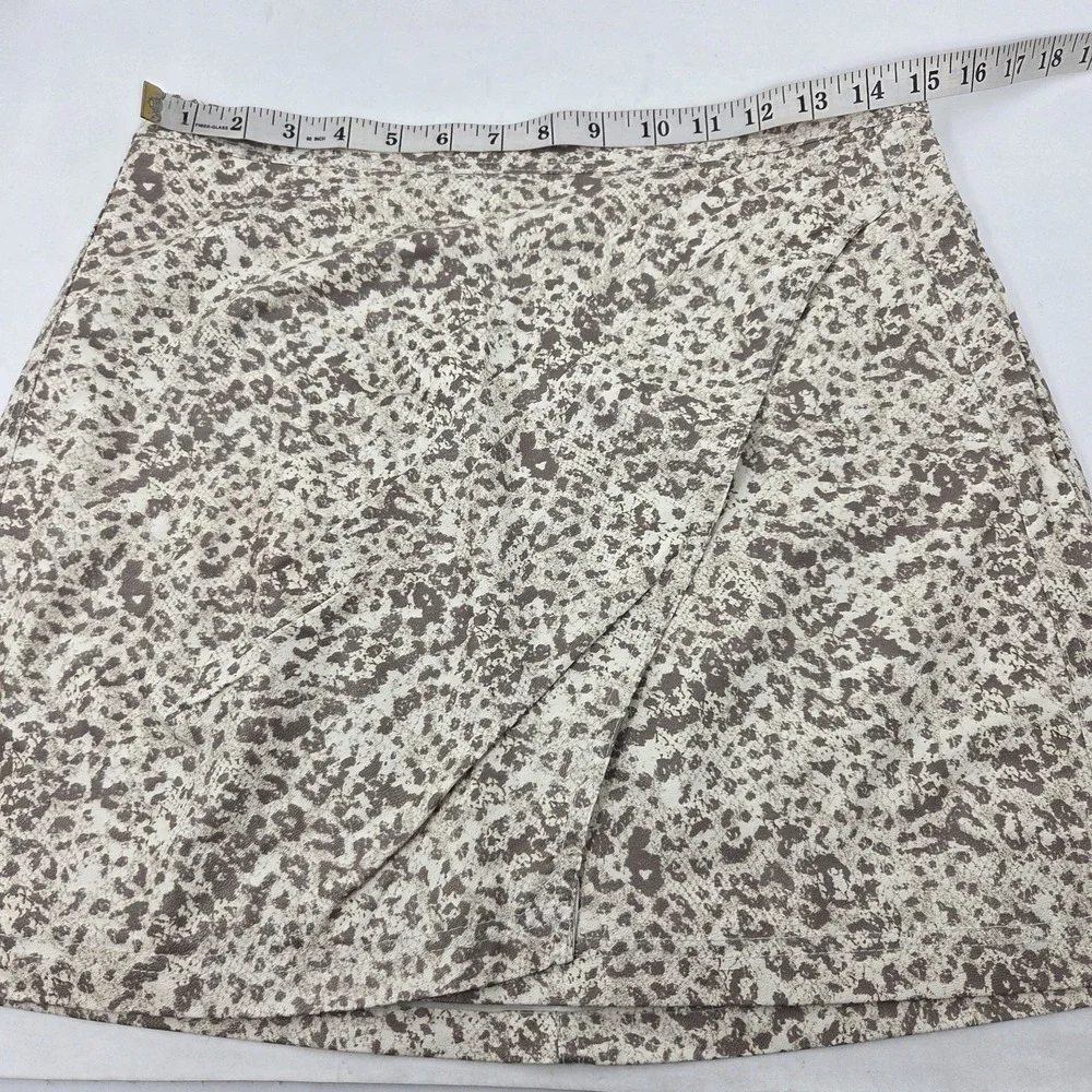 Free People Fake Out Leopard Print Faux Wrap Skirt Vegan Leather - Size 10